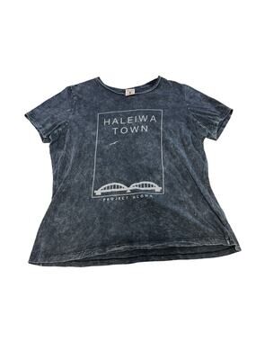Project Aloha Women’s Large Haleiwa Town Hawaii Graphic T-Shirt Acid Wash
